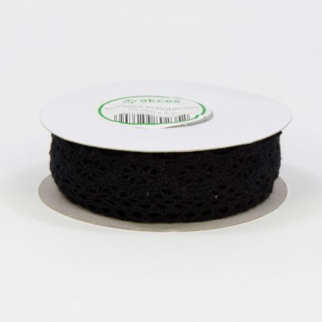Wstążka koronkowa Akces Czarna, 5y x 25mm